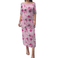 Anthurium Pikake Ti Leaf Palaka Puletasi Pink Version LT01 Long Dress Pink - Polynesian Pride