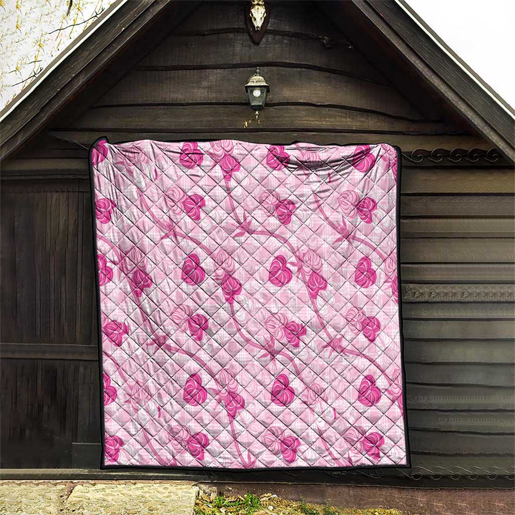 Anthurium Pikake Ti Leaf Palaka Quilt Pink Version LT01 - Polynesian Pride