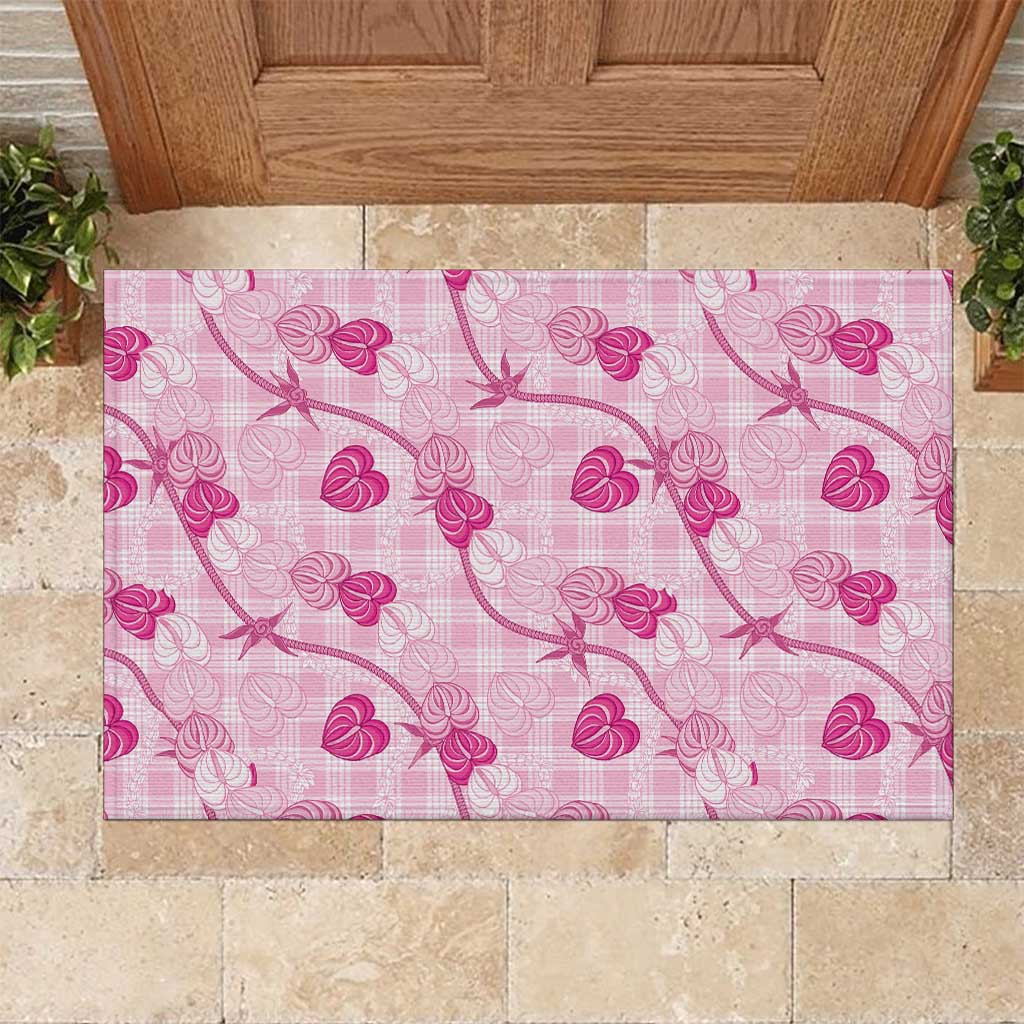 Anthurium Pikake Ti Leaf Palaka Rubber Doormat Pink Version