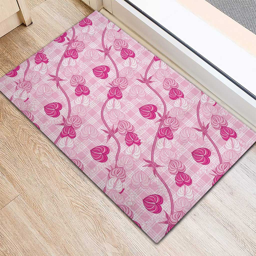 Anthurium Pikake Ti Leaf Palaka Rubber Doormat Pink Version