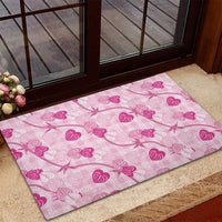 Anthurium Pikake Ti Leaf Palaka Rubber Doormat Pink Version