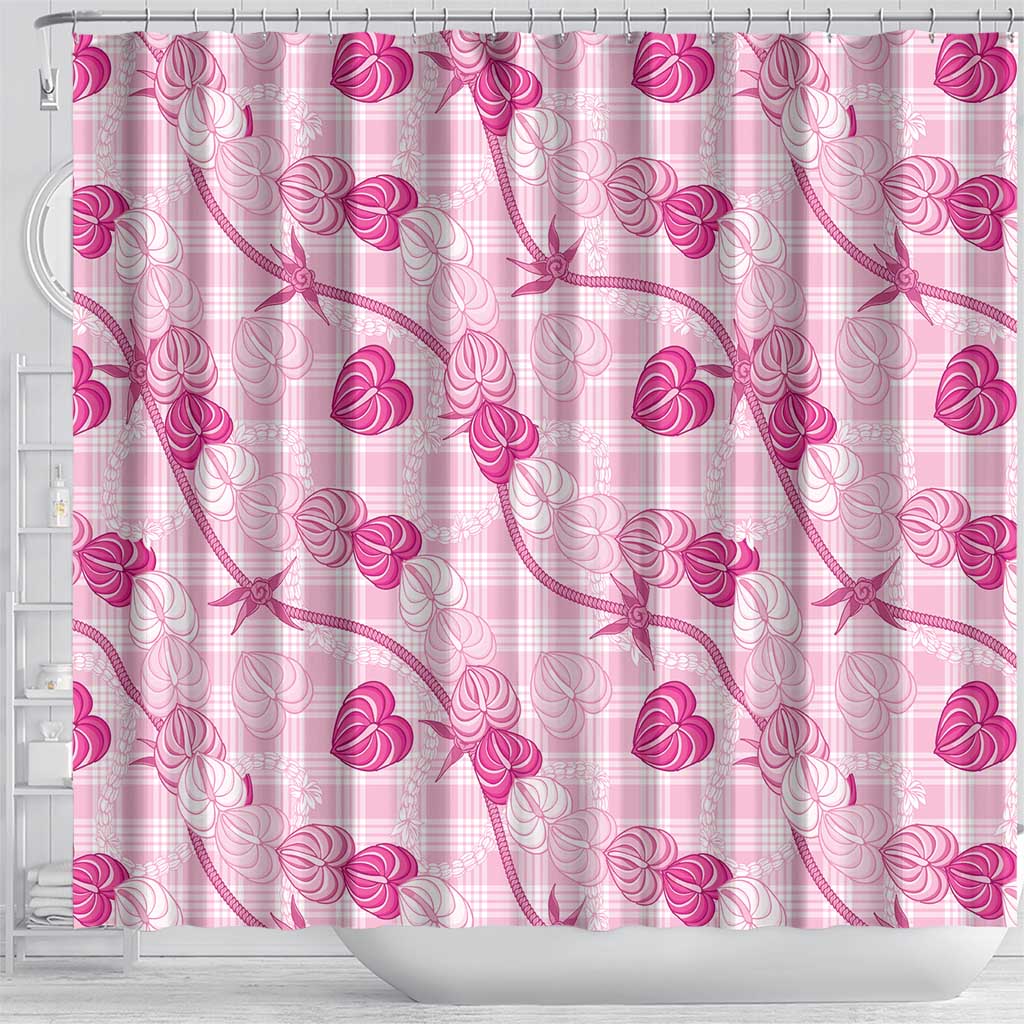 Anthurium Pikake Ti Leaf Palaka Shower Curtain Pink Version