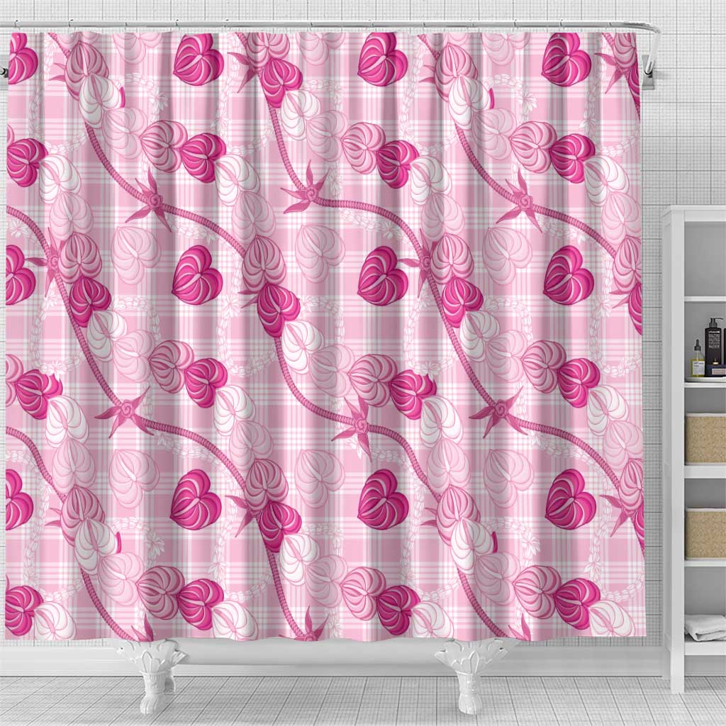 Anthurium Pikake Ti Leaf Palaka Shower Curtain Pink Version