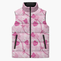 Anthurium Pikake Ti Leaf Palaka Sleeveless Puffer Jacket Pink Version LT01 Unisex Pink - Polynesian Pride