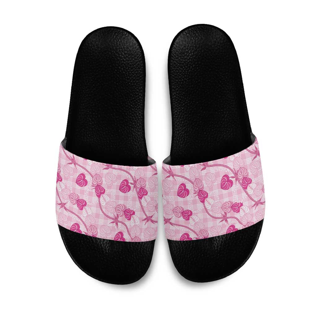 Anthurium Pikake Ti Leaf Palaka Slide Sandals Pink Version LT01 Pink - Polynesian Pride
