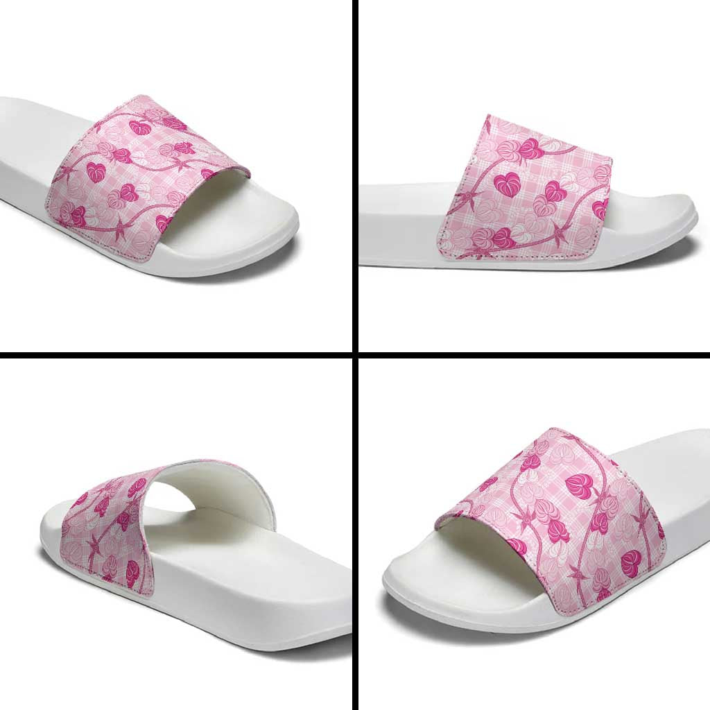 Anthurium Pikake Ti Leaf Palaka Slide Sandals Pink Version