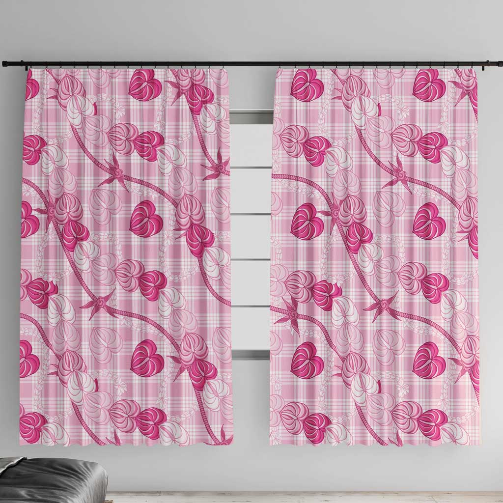 Anthurium Pikake Ti Leaf Palaka Window Curtain Pink Version