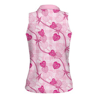 Anthurium Pikake Ti Leaf Palaka Women Sleeveless Polo Shirt Pink Version