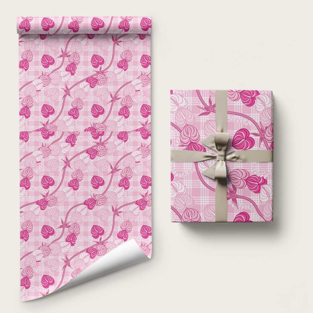 Anthurium Pikake Ti Leaf Palaka Wrapping Paper Pink Version