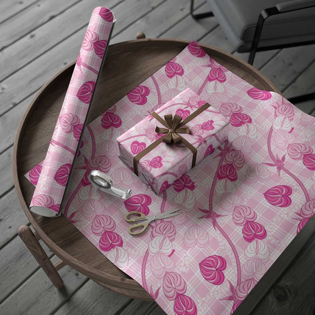 Anthurium Pikake Ti Leaf Palaka Wrapping Paper Pink Version