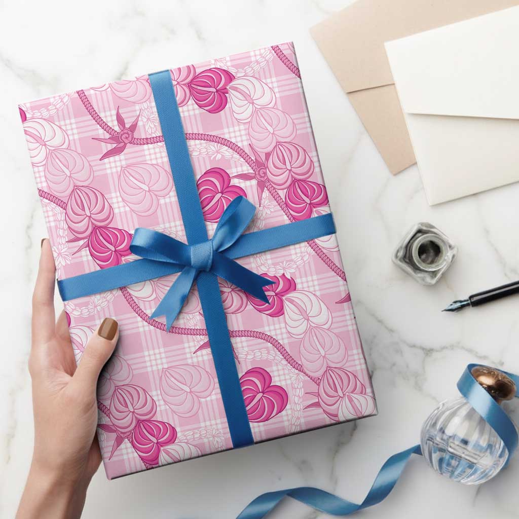 Anthurium Pikake Ti Leaf Palaka Wrapping Paper Pink Version