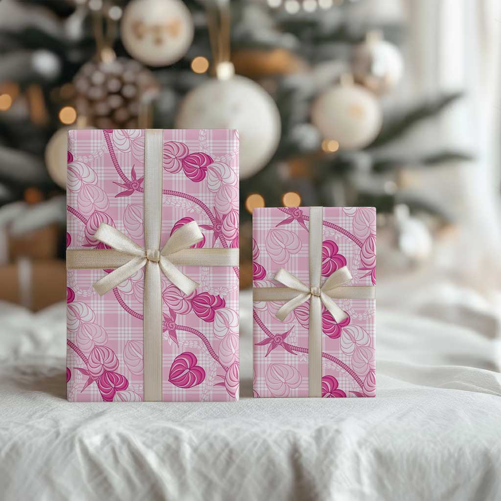 Anthurium Pikake Ti Leaf Palaka Wrapping Paper Pink Version