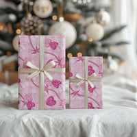 Anthurium Pikake Ti Leaf Palaka Wrapping Paper Pink Version