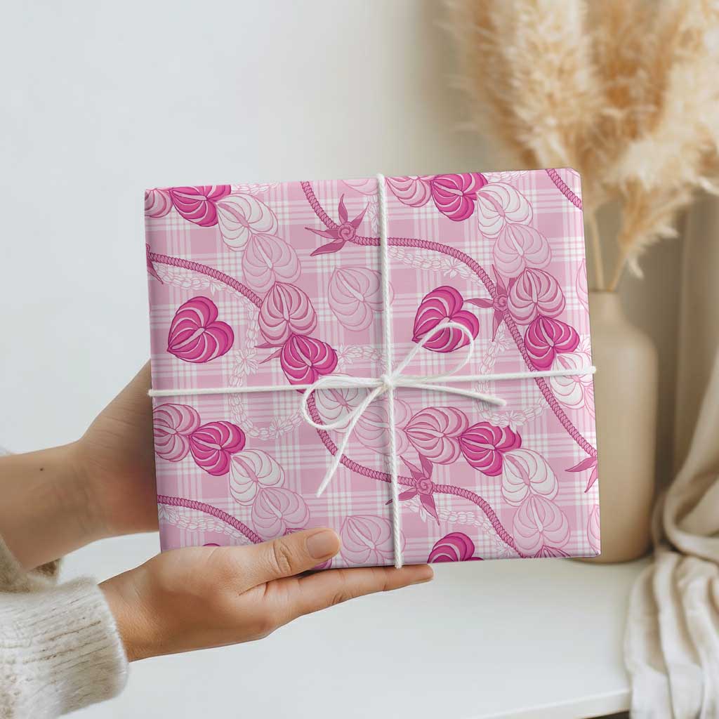 Anthurium Pikake Ti Leaf Palaka Wrapping Paper Pink Version