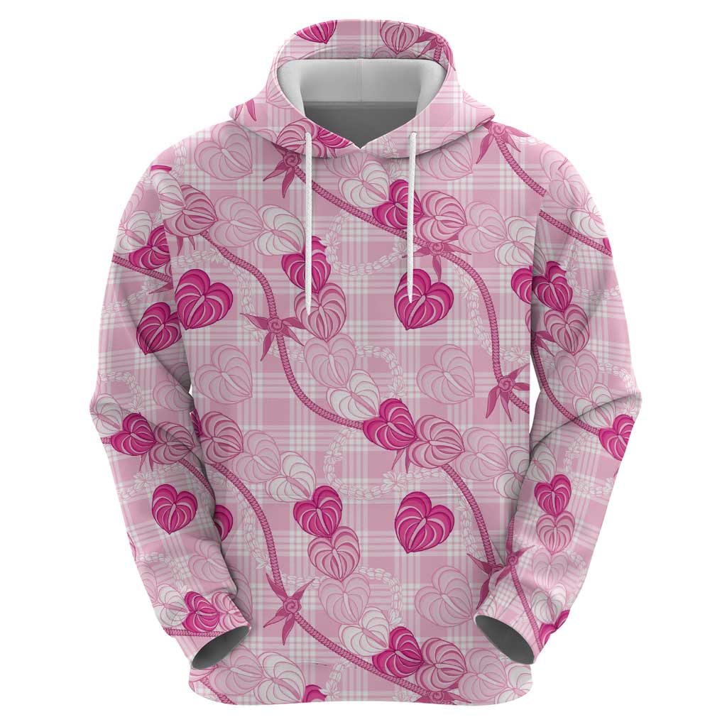 Anthurium Pikake Ti Leaf Palaka Zip Hoodie Pink Version
