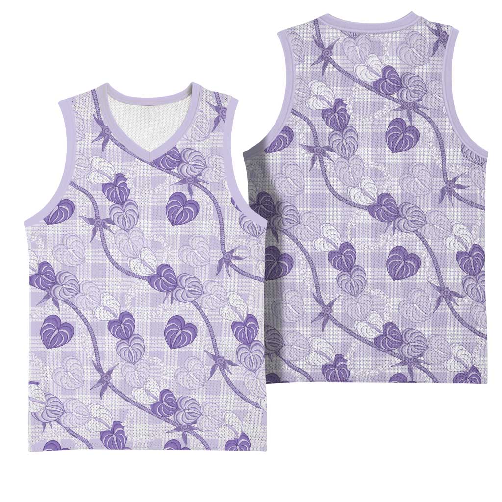 Anthurium Pikake Ti Leaf Palaka Basketball Jersey Purple Version
