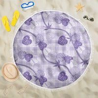 Anthurium Pikake Ti Leaf Palaka Beach Blanket Purple Version LT01 One Size 150cm Purple - Polynesian Pride