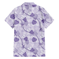 Anthurium Pikake Ti Leaf Palaka Family Matching Off Shoulder Short Dress and Hawaiian Shirt Purple Version LT01 - Polynesian Pride