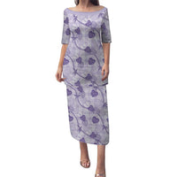 Anthurium Pikake Ti Leaf Palaka Family Matching Puletasi and Hawaiian Shirt Purple Version LT01 Mom's Dress Purple - Polynesian Pride