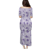 Anthurium Pikake Ti Leaf Palaka Family Matching Puletasi and Hawaiian Shirt Purple Version LT01 - Polynesian Pride