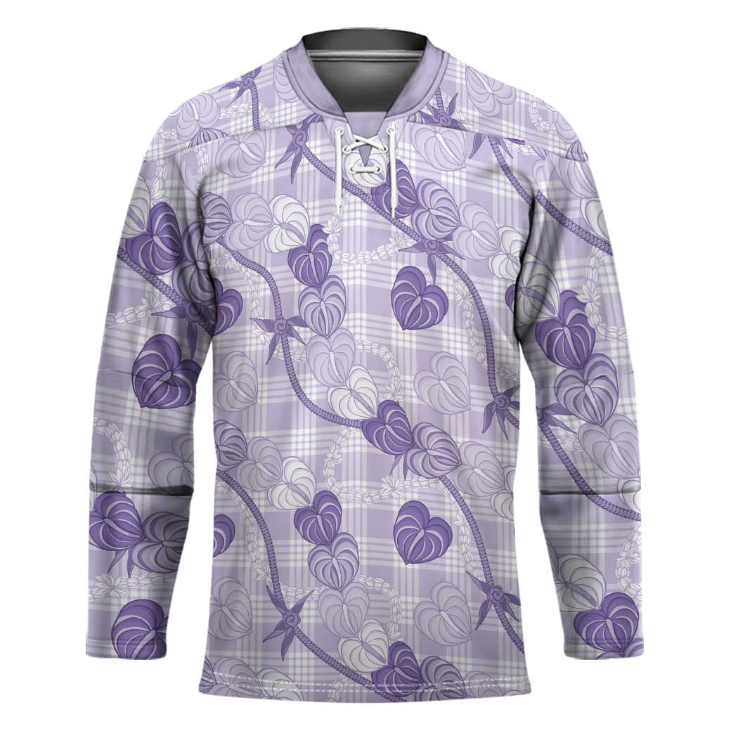 Anthurium Pikake Ti Leaf Palaka Hockey Jersey Purple Version LT01 Unisex Purple - Polynesian Pride
