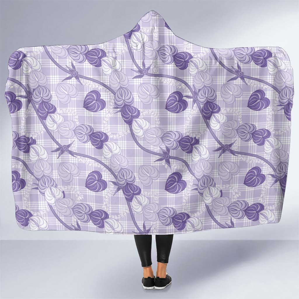 Anthurium Pikake Ti Leaf Palaka Hooded Blanket Purple Version LT01 One Size Purple - Polynesian Pride