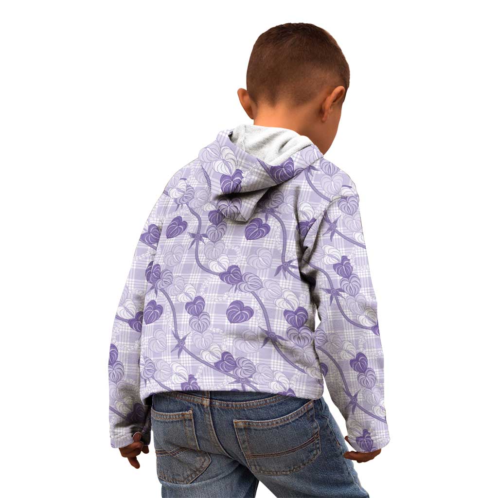 Anthurium Pikake Ti Leaf Palaka Kid Hoodie Purple Version