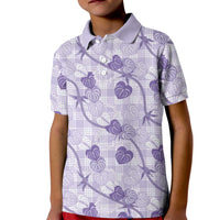 Anthurium Pikake Ti Leaf Palaka Kid Polo Shirt Purple Version LT01 Kid Purple - Polynesian Pride