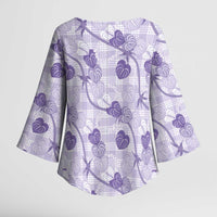 Anthurium Pikake Ti Leaf Palaka Kimono Sleeve Blouse Purple Version