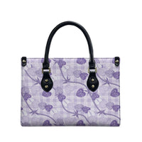 Anthurium Pikake Ti Leaf Palaka Leather Bag Purple Version LT01 - Polynesian Pride