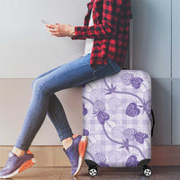 Anthurium Pikake Ti Leaf Palaka Luggage Cover Purple Version LT01 - Polynesian Pride