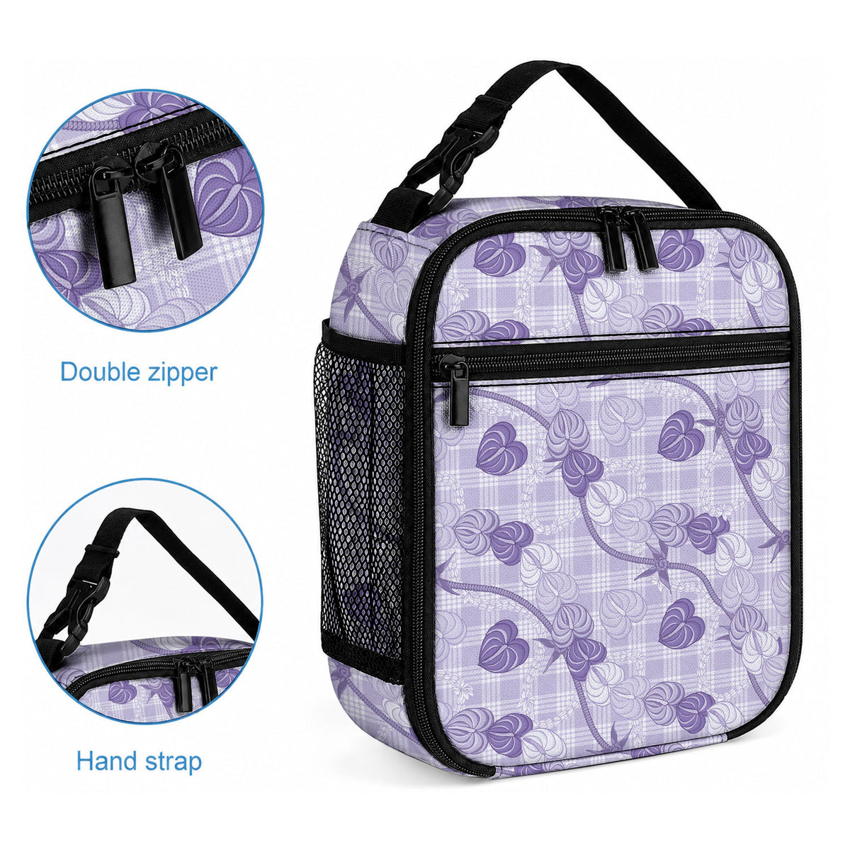 Anthurium Pikake Ti Leaf Palaka Lunch Bag Purple Version