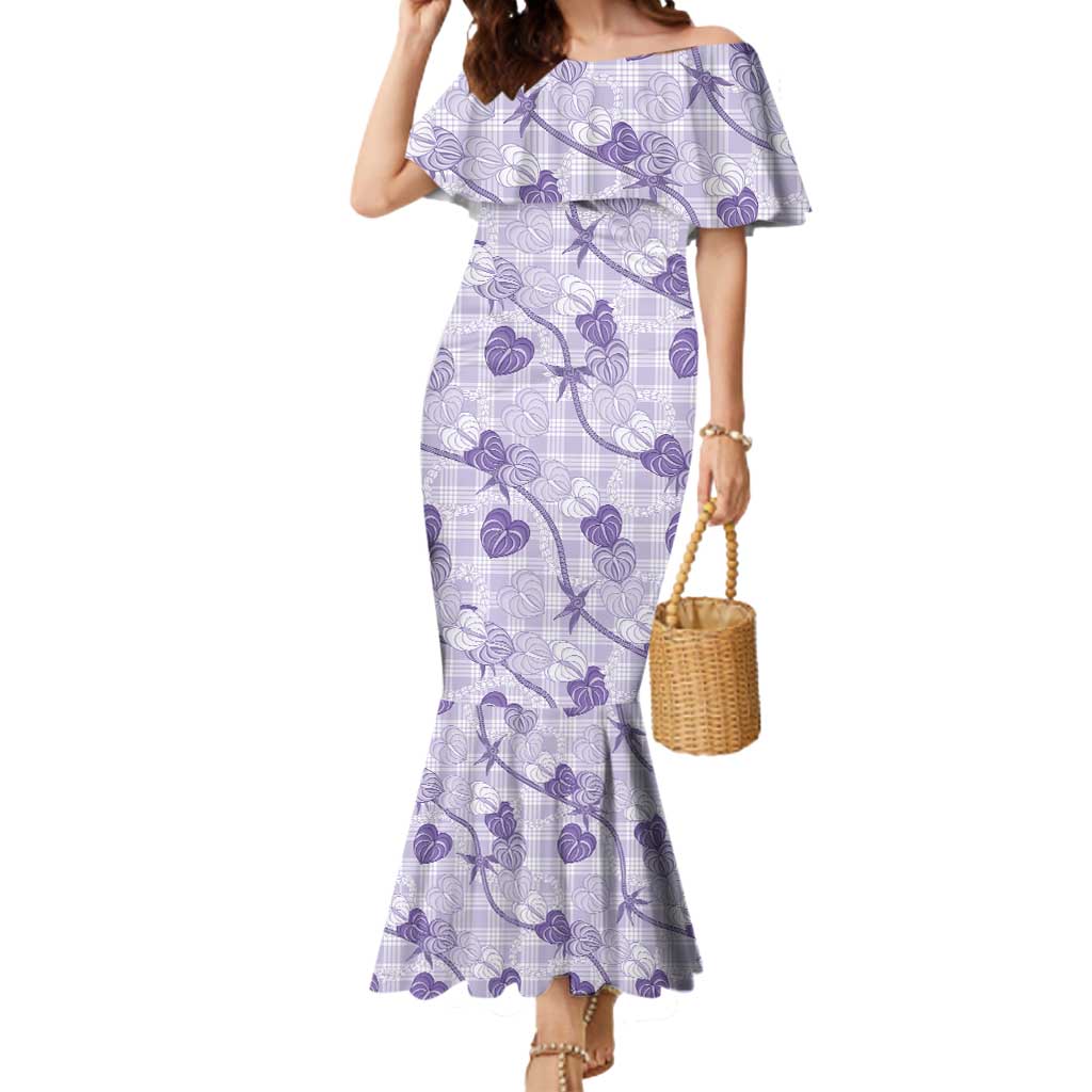 Anthurium Pikake Ti Leaf Palaka Mermaid Dress Purple Version LT01 Women Purple - Polynesian Pride