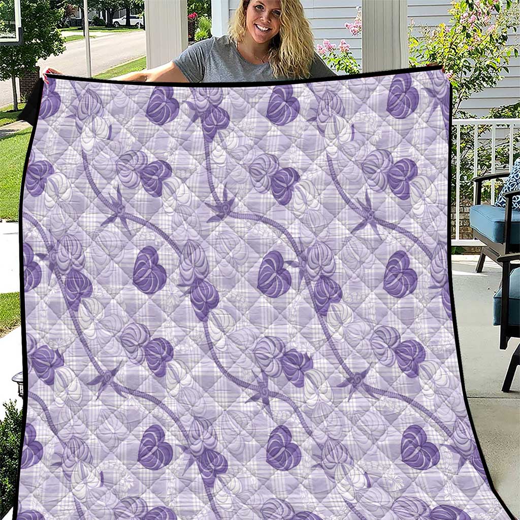 Anthurium Pikake Ti Leaf Palaka Quilt Purple Version LT01 Purple - Polynesian Pride