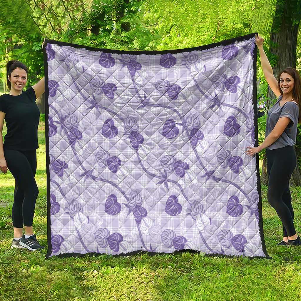 Anthurium Pikake Ti Leaf Palaka Quilt Purple Version LT01 - Polynesian Pride