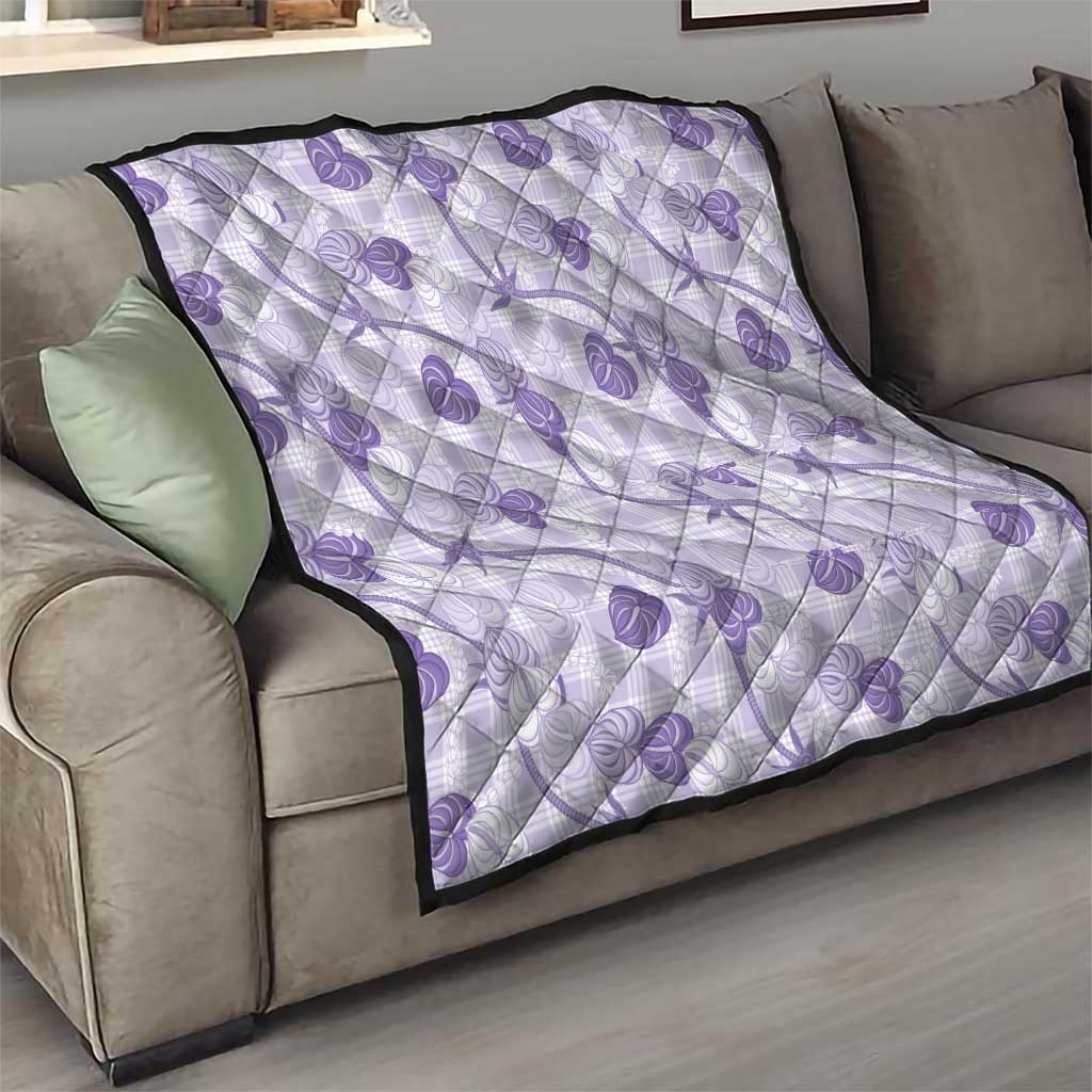 Anthurium Pikake Ti Leaf Palaka Quilt Purple Version LT01 - Polynesian Pride