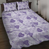 Anthurium Pikake Ti Leaf Palaka Quilt Bed Set Purple Version