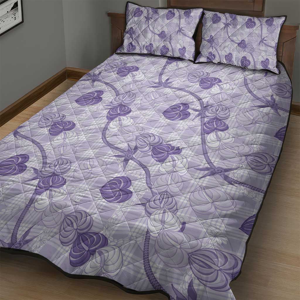 Anthurium Pikake Ti Leaf Palaka Quilt Bed Set Purple Version