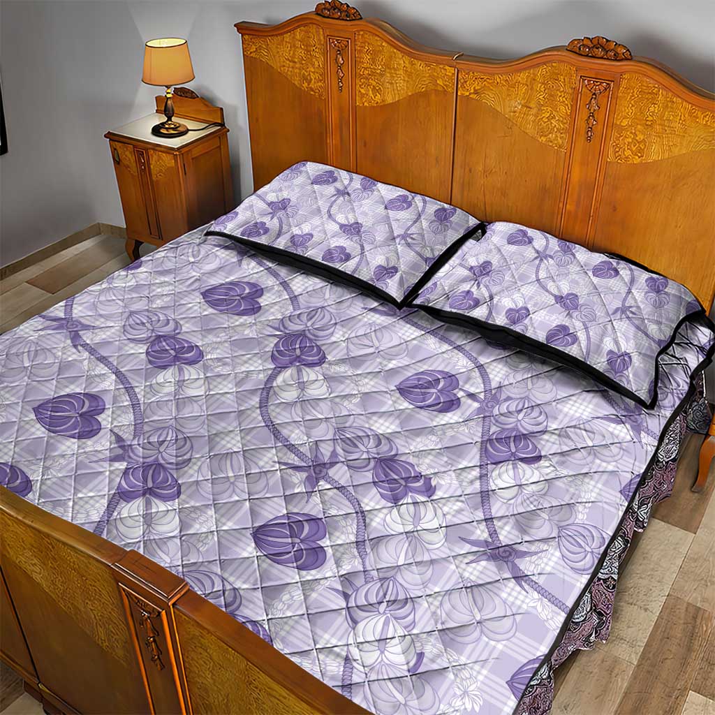 Anthurium Pikake Ti Leaf Palaka Quilt Bed Set Purple Version