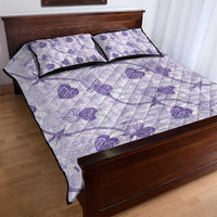 Anthurium Pikake Ti Leaf Palaka Quilt Bed Set Purple Version