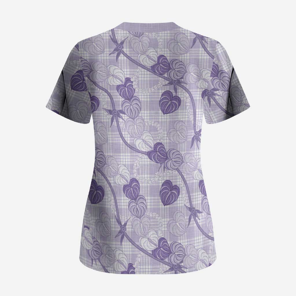 Anthurium Pikake Ti Leaf Palaka Scrub Top Purple Version LT01 - Polynesian Pride