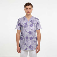Anthurium Pikake Ti Leaf Palaka Scrub Top Purple Version LT01 - Polynesian Pride