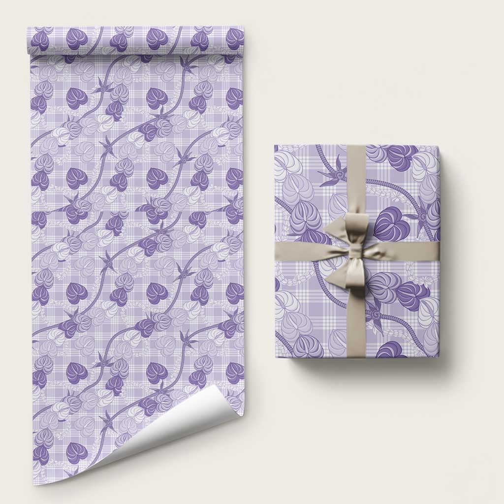 Anthurium Pikake Ti Leaf Palaka Wrapping Paper Purple Version LT01 58" × 23" Purple - Polynesian Pride