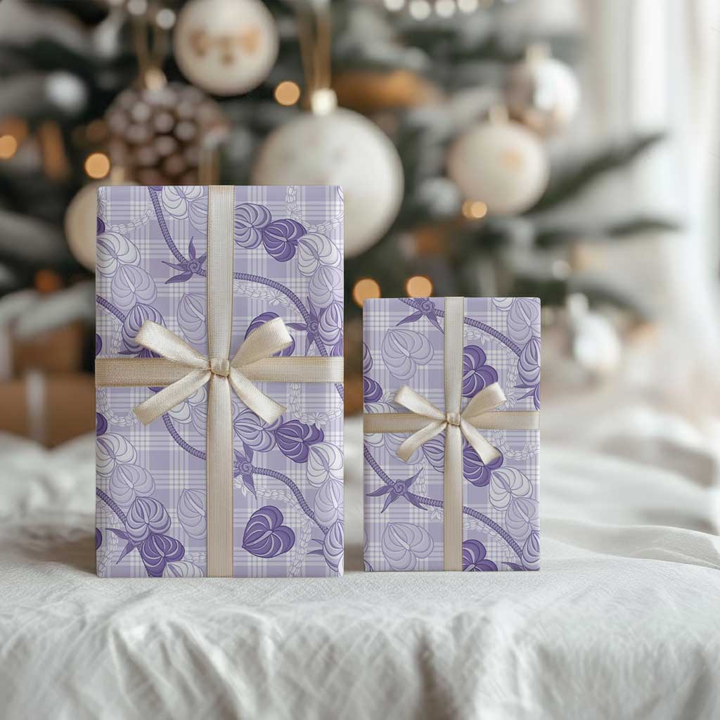 Anthurium Pikake Ti Leaf Palaka Wrapping Paper Purple Version LT01 - Polynesian Pride