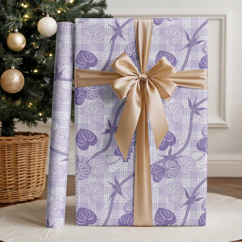 Anthurium Pikake Ti Leaf Palaka Wrapping Paper Purple Version LT01 - Polynesian Pride