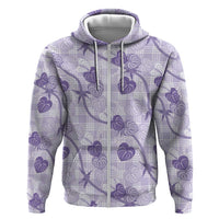 Anthurium Pikake Ti Leaf Palaka Zip Hoodie Purple Version