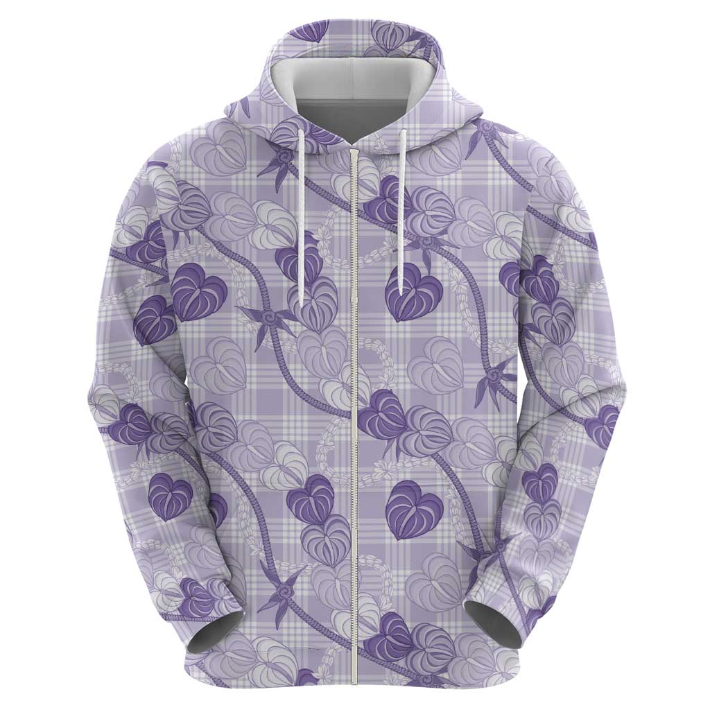 Anthurium Pikake Ti Leaf Palaka Zip Hoodie Purple Version