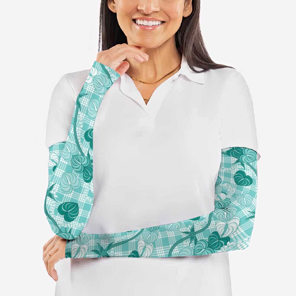 Anthurium Pikake Ti Leaf Palaka Arm Sleeves Turquoise Version LT01 - Polynesian Pride
