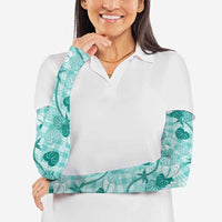 Anthurium Pikake Ti Leaf Palaka Arm Sleeves Turquoise Version LT01 - Polynesian Pride