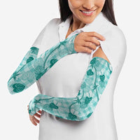 Anthurium Pikake Ti Leaf Palaka Arm Sleeves Turquoise Version LT01 - Polynesian Pride